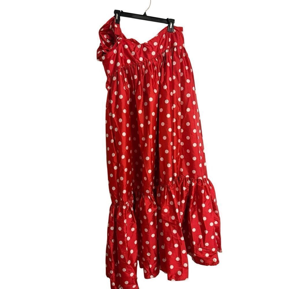 Brand New Anthropologie Atsu Sally Bow Polka Dots Red and White Maxi Dress 1X - Picture 13 of 15